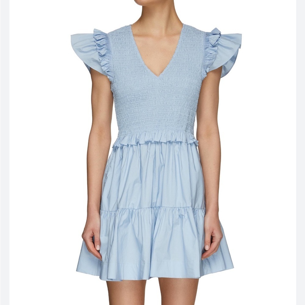 SEA New York Phoebe Blue Ruffle Mini Dress Size 2